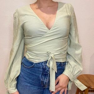 Light green wrap top from princess Polly. Super cute for the springtime!!